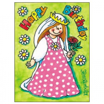 Fensterbild-Postkarte A6 HAPPY BIRTHDAY PRINZESSIN