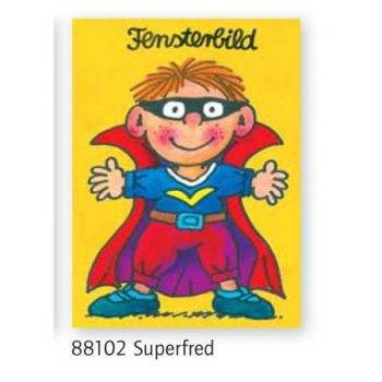 Fensterbild-Postkarte SUPERFRED