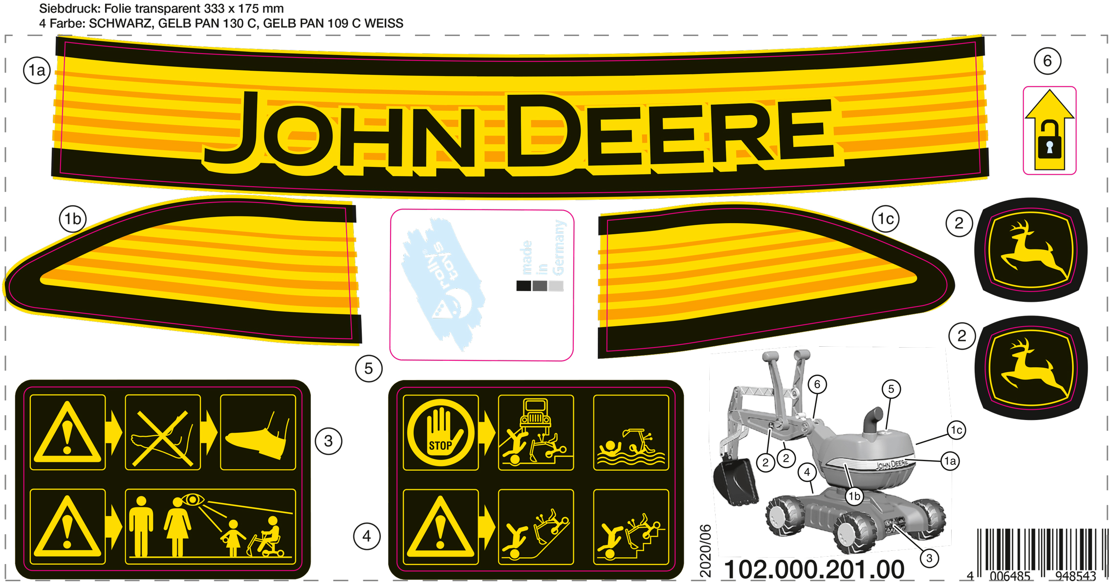 Rolly Toys Aufkleber Set John Deere - Hommel Onlineshop